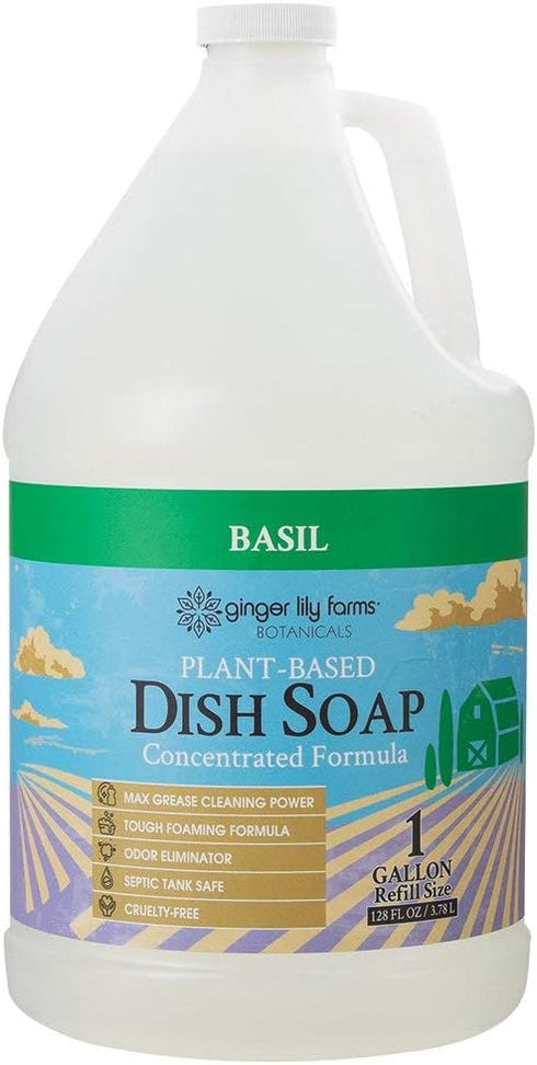 Ginger Lily Farms Botanicals Plant-Based Liquid Dish Soap - Concentrated Formula with Max Grease Cleaning Power - 1