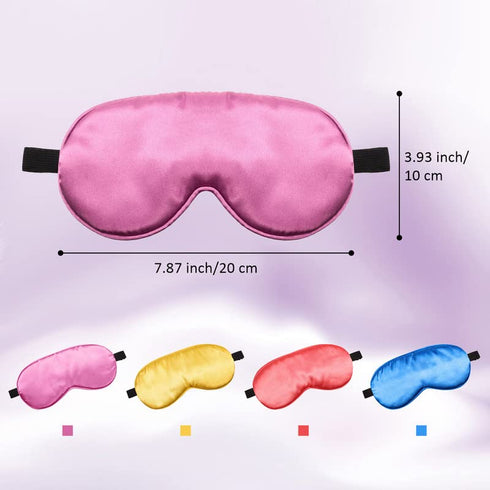 BBTO 4 Pcs Smooth Soft Silk Sleep Eye Masks with Adjustable Strap Blindfold for Travel Relaxation (Blue, Watermelon