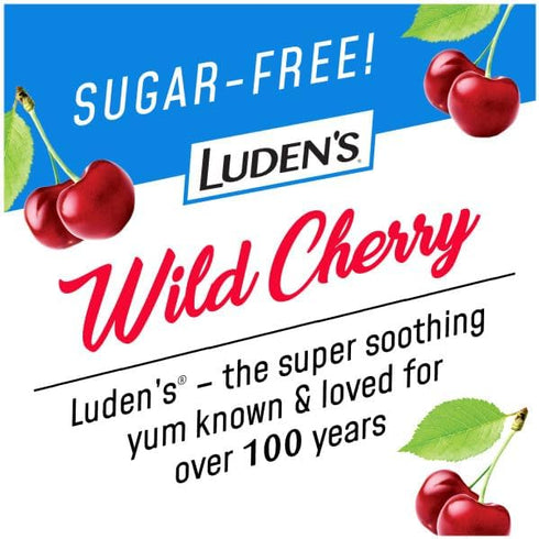 Luden's Sugar Free Wild Cherry Throat Drops, 25 Count (3 Pack) for Sore Throat Relief