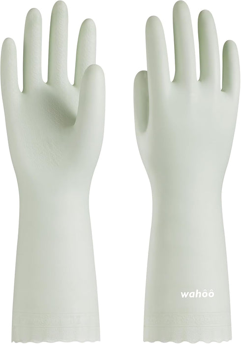 wahoo 3 Pairs Skin-Friendly Cleaning Gloves, Dishwashing Kitchen Gloves with Cotton Flocked Liner, Reusable