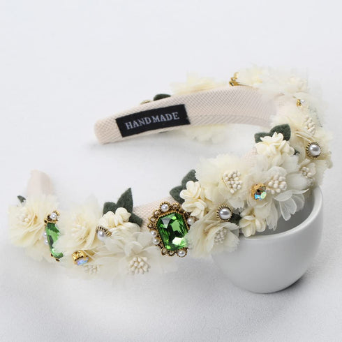 Luxury Handmade Crystal Stone Pearl Flower Headbands, Hair Accessories for Women, Wedding Hairband