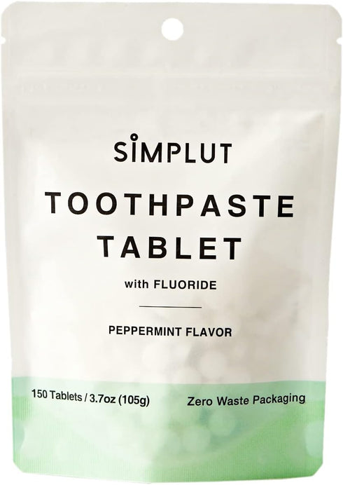 Chewable Toothpaste Tablets with Fluoride - 150 Pack Travel Sized Eco-Friendly Vegan Dental Tabs for Adults, Peppermint
