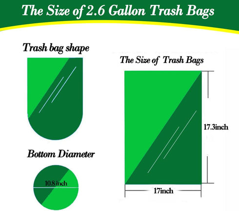 Hommaly 200 pcs Small Clear Trash Bags, 2.6 Gallon Strong Garbage Bags, Unscented Mini Plastic Liners for Office, Fit