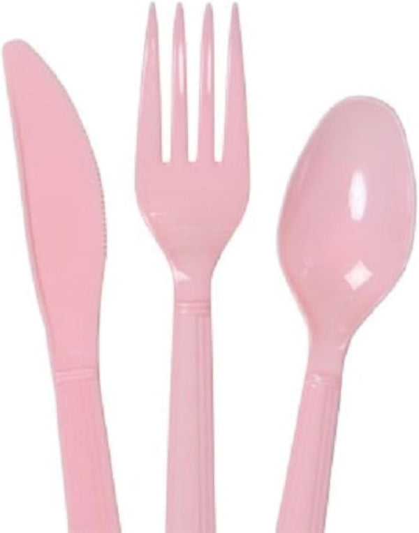 Party! 16 Forks, 16 Spoons & 16 Knives - Pink
