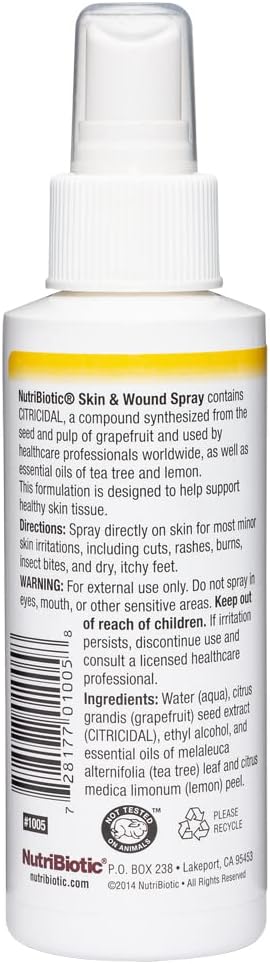 NutriBiotic Skin & Wound Spray with GSE, 4 Fl Oz | Non-Medicated Grapefruit Seed Extract & Essential Oils