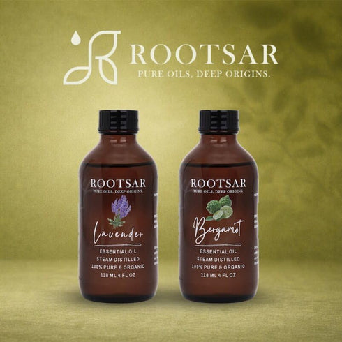 Set 100% 4 OZ 118 ML Lavender & Bergamot Essential Oils Pure & Natural Aromatherapy Diffuser Oils for Stress Relief