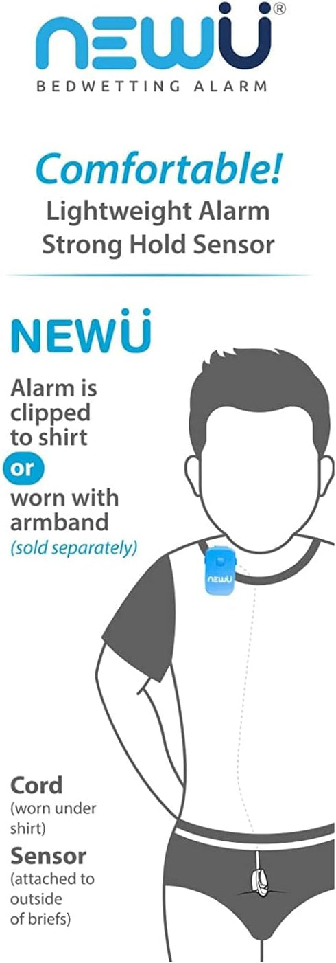 NewU Bedwetting Alarm, Blue; Full Featured with 8 Loud Tones & Strong Vibrations for Deep Sleepers, Boys & Girls