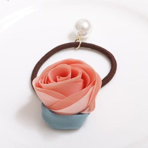 Ruihfas 5Pcs Girls Women Hair Accessories - Pearls Flower Elastic Hair Ties, Headbands & Ponytail Holders