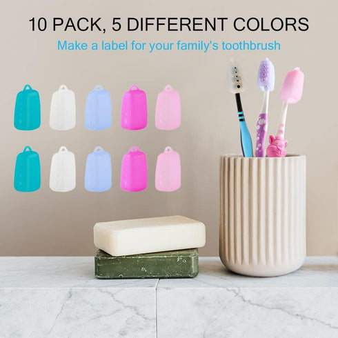 V-TOP 10 Pack Toothbrush Covers Caps, Silicone Portable Tooth Brush Protector for Travel, Home and Outdoor