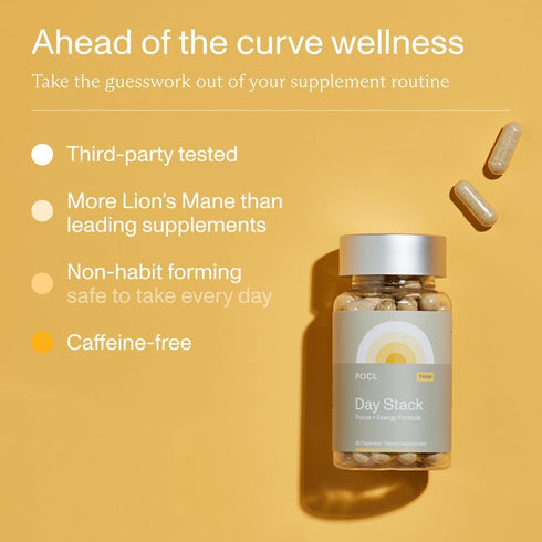 FOCL Focus Supplement for Adults, Lions Mane Capsules for Cognitive Performance and Stress Relief