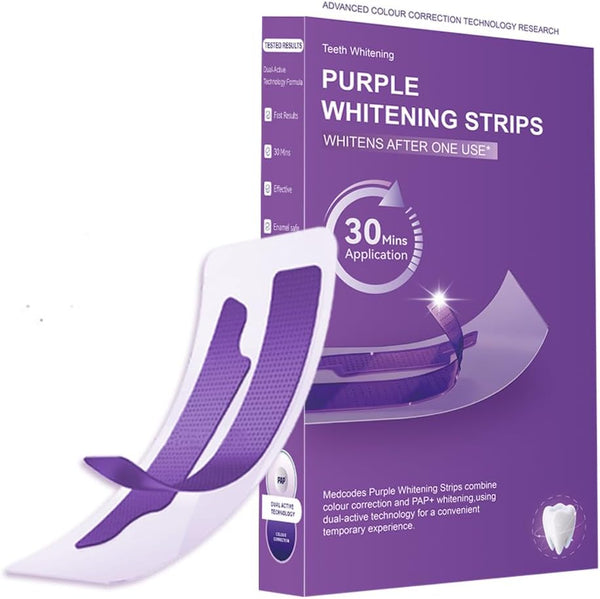 THTXZFT Purple Whitening Strips,28 Patch Teeth Whitening Strips,Instant Brightening Appearance,Purple Teeth Whitening Strips,Non-Peroxide