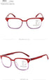 LBAYOHO Progressive Multifocus Reading Glasses for Women and Men, Blue Light Blocking, 100% UV Protection, Red 1.5X