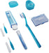 Orthodontic Oral Care Kit for Cleaning Brackets Braces, Includes Toothbrush, Dental Floss, Wax, and Case (Blue)