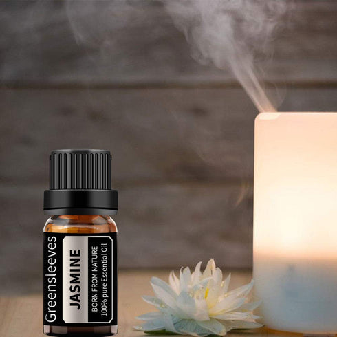GREENSLEEVES Jasmine Essential Oil 0.33 Fl Oz - 100% Pure Organic for Diffuser, Humidifiers, Soap Making