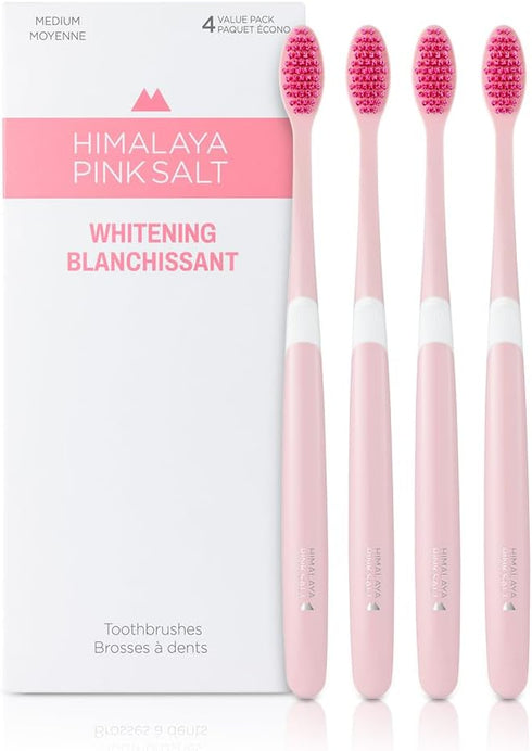 Whitening Toothbrush 4 Count, Medium Toothbrushes for Adults, 9Mils High Strength Soft Bristle, Oral Care for Teeth