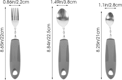 Set Healifty Adaptive Tableware Lightweight Non-Slip Utensils for Elderly with Hand Tremors Includes Fork and Two