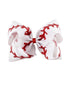 White Softball Hair Clips Bow