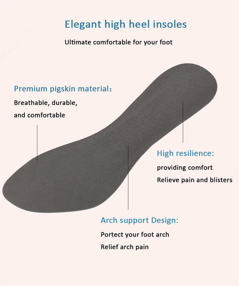 2 Pairs Pigskin High Heel Cushion Inserts - Anti-Slip Shoe Inserts for Dress Shoes Pain Relief, Women M 7.5-9