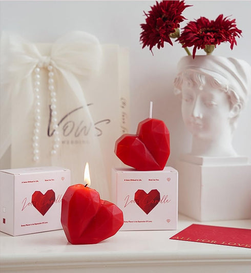 NatureMan 2 Pcs Valentine's Day Heart Candles- Red Love Heart Shape Scented Candles- Handmade Aromatherapy Candles