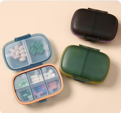 Leen4You Box,8 Pocket Travel Pill Organizer Compartments Moisture Proof Pill Case Portable Small Pocket Pill Container