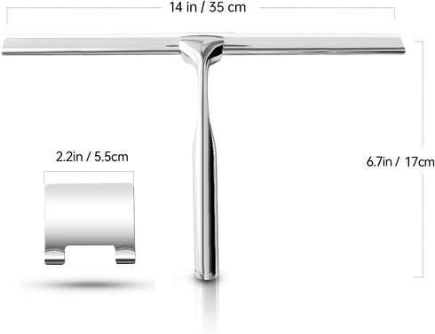 YAHENLI Shower Squeegees Stainless Steel with Self Adhesive Hook Window Squeegees for Shower Doors Bathroom Mirror