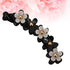 Lurrose Toothed Banana Hair Clips for Women Girls, Strong Tension Ponytail Holder, Black Flower Barrette