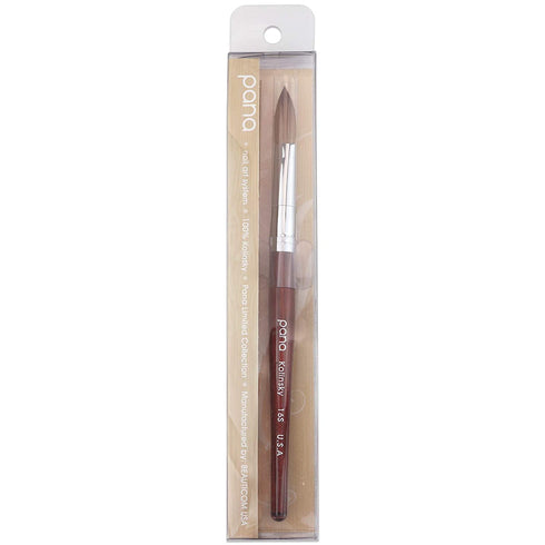 PANA Pure Kolinsky Hair Acrylic Nail Brush, Oval Crimped Shape with Mahogany Wood Handle (Size 6) for Nail Application