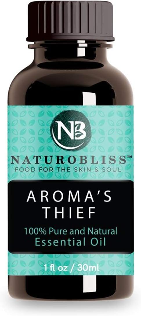NaturoBliss Aroma's Thief Synergy Blend Essential Oils (Cassia Clove Rosemary Eucalyptus Lemon) - 1 Fl. Oz, 30ml