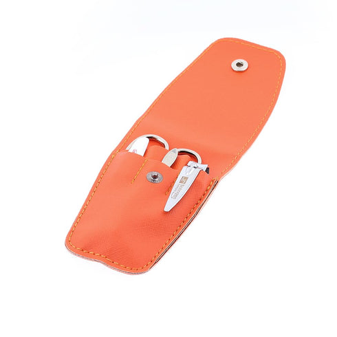 Tarko Solingen Travel Nail Clippers Set - 4 Pcs Manicure Kit with Stylish Leather Carry Case & Scissors