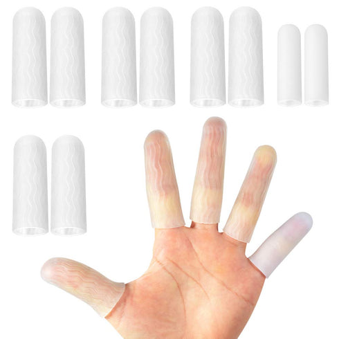 Silicone Finger Protectors for Women, 10 Pack Gel Finger Cots & Protectors for Cracked Tips & Arthritis Relief