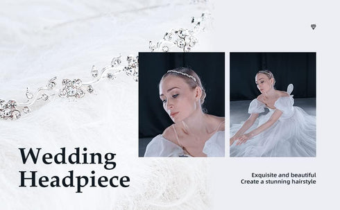 Women's Wedding Crystal Bridal Flower & Leaves Crown Headband, Tiara Headdress