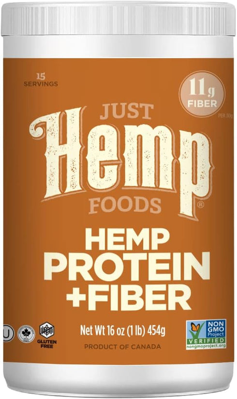 Hemp Protein Powder Plus Fiber by Just Hemp Foods, Non-GMO, 11g Protein & Fiber per Serving, 16 oz