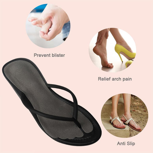 2 Pairs Pigskin Flip Flop Inserts, Anti-Slipping Cushion Insoles for Thong Pain Relief, Self Adhesive Arch Support