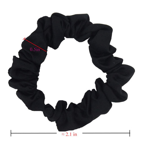 Set of 24 Black Satin Hair Scrunchies for Women, Elastic Hair Ties, Small Hair Bobbles, Fabric Hair Bands, Ponytail