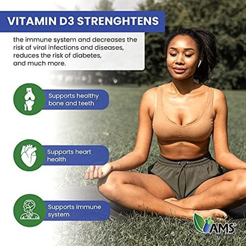 America Medic & Science Xtra D3 Vitamin D 5,000 IU, Supplement for Bone & Immune Health (60 Softgels)