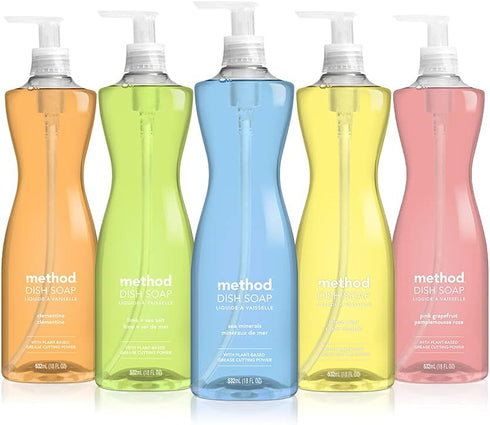 Method Gel Dish Soap - Clementine - Biodegradable Formula - Tough on Grease - 18 Fl Oz (Pack of 4)
