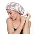 Stain Bonnet Silky Sleep Cap, Adjustable Satin Hair Bonnet for Night Sleeping, Champagne/Grey