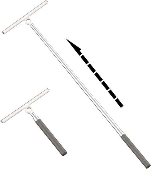 Pawy Pawy 2-in-1 Shower Squeegee for Glass Doors, Telescopic Squeegee for Window Cleaning with Microfiber Scrubber
