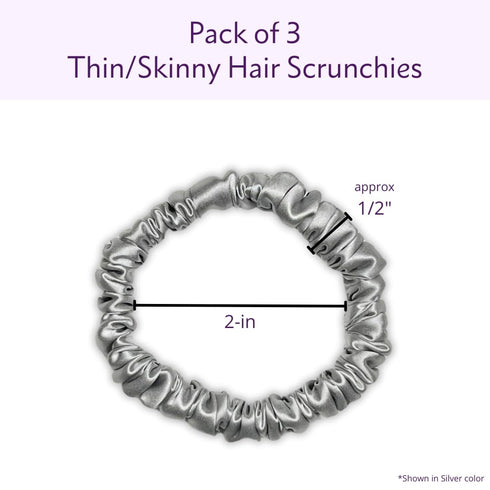 Mulberry Park Silks 100% Pure Silk Scrunchies, 3 Pack - Prevents Frizz, Gentle on All Hair Types, Small (Sand)