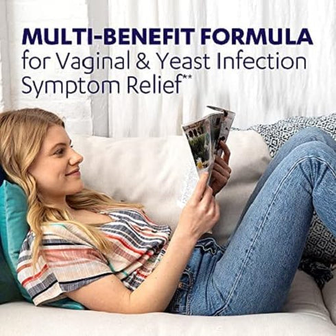 AZO Yeast Plus Dual Relief Tablets, FSA/HSA Eligible, 60 Count, Yeast Infection and Vaginal Symptom Relief