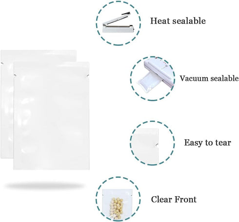 PABCK 300 Pcs 2.4x3.5 inch Plastic Heat Seal Bags for Food Storage, Mini Packaging with Tear Notches