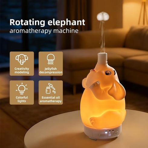 Mor bou Morbou Rotating Elephant Diffuser with Color Gradient Light, Ultrasonic Silent Essential Oil Diffuser for Home