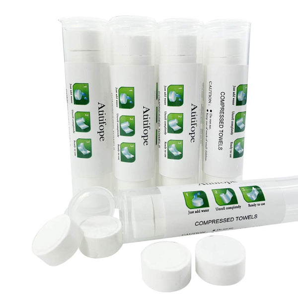 Compressed Cleaning Wipes, Travel Reusable Face Towels, 50 Pieces with 5 Carrying Cases
