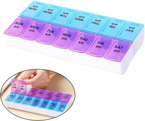 Wopanxye Weekly Pill Organizer Case, Travel Daily Medicine Box Tablet Dispenser, Twice a Day, Vitamin Container Meds