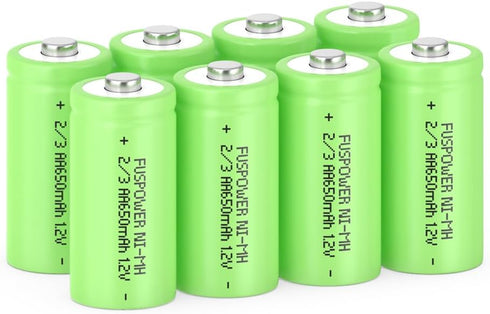 NiMH 2/3AA Rechargeable Battery 1.2V 650mAh Button Top for Garden Solar Light Pathway Lights (8 Count)