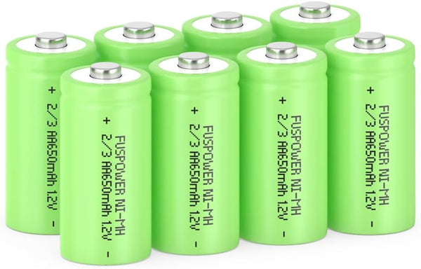 NiMH 2/3AA Rechargeable Battery 1.2V 650mAh Button Top for Garden Solar Light Pathway Lights (8 Count)