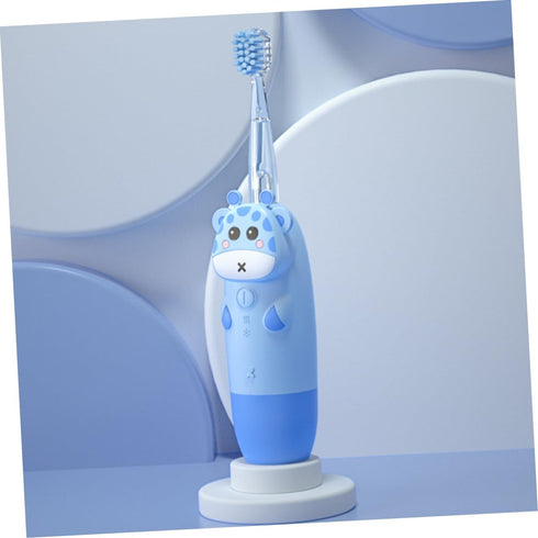 KOMBIUDA Childrens Electric Toothbrush with Sonic Frequency Colorful LED Lights for Oral Care Includes Blue Replacement