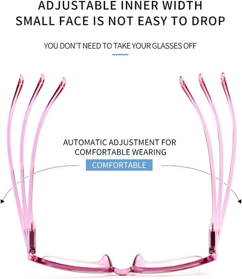 LBAYOHO Progressive Multifocus Reading Glasses for Women and Men, Blue Light Blocking, 100% UV Protection, Red 1.5X