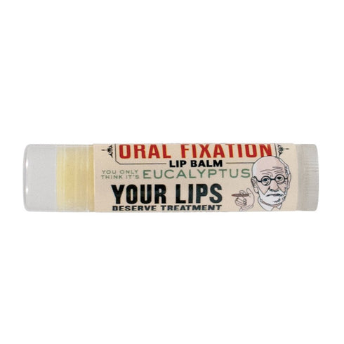 Sigmund Freud's Oral Fixation Lip Balm Tube, Eucalyptus Mint Flavored - Cruelty-Free, USA Made
