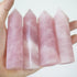MIMOSA Healing Crystal Point - Large Rose Quartz, Raw Rose Quartz & Selenite